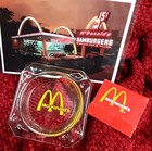 Rare  Mcdonald   s Glass Ashtray    Full Matchbook    Classic Postcard