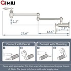 Gimili Brushed Nickel Pot Filler Faucet Wall Mount Double Joint Swing Arms