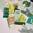 35 Pc Vintage Green Ephemera Paper Variety Lot Junk Journal Tickets Labels D11