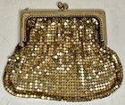 Vintage Art Deco Gold Metal Small Mesh Bag 4  X 5  W  Snap Clasp Change Purse