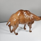 Vintage 1970s Camel Statue Figure Hand-carved Wood Wrapped In Genuine Leather