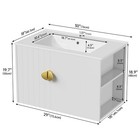 30  Wall Mounted Bathroom Vanity Cabinet With Ceramic Sink   2 Doors White