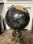 Vintage Replogle 12 Inch Starlight Black World Globe With Chrome Base