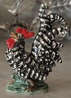 Vintage Lefton Ceramic Black-and-white Rooster W  Original Sticker - Japan