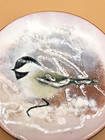 Vintage Norman Brumm Enamel On Copper Small Plate Chikadee Bird