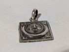 Vintage Sterling Silver Sun And Moon Exotic India Art Square Pendant 5 9 Grams