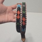 Vintage Leather Beaded Belt Southwestern Native American Style Size 32