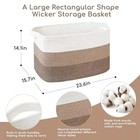 Extra Large Blanket Storage Basket  23 6  X 15 7  X 14 1  Rectangle Woven Cotton