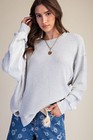 Easel Women s Thermal Waffle Knit Mineral Washed Long Sleeve Top In Cloud Blue