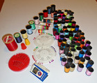 Lot Of 98 Spools Various Colors   Sizes Sewing Thread needles pins thimbles