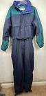 Vtg Columbia One Piece Hooded Insulated Ski Suit Mens L Navy Green Coveralls
