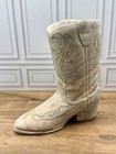 Vintage Comanche Pottery Cowboy Boot Decorative Vase Statue Gray Tan Swirl 