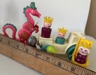 Vtg  Fisher Price Little People Wooden  Royal Family King Queen Dragon Rh Knight