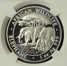 2013 Somalia 100 Shillings African Wildlife Elephant - Ngc Ms69 999 Silver Coin