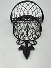 Decorative Brown Wrought Iron Scalloped Metal Hanging Wall Pocket Planter Basket