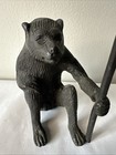 Vintage Antique Cast Iron Monkey Candle Holder Torch Heavy Table Centerpiece