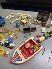 Mixed Vintage Playmobil Geobra People Figures Car Boat Lot With Accessories
