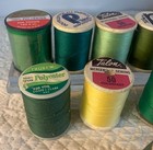 Vintage Green And Yellow Sewing Thread Set Of 10