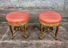 19th Century Louis Xv Carved Gilt-wood   Upholstered Stools-a Pair