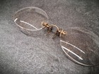 Antique Pince Nez Glasses Rimless Gold Filled 12k W  Case Vintage Spectacles