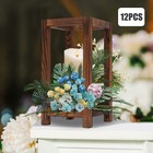 12 Pcs Wooden Wedding Lantern Centerpiece Rustic Wedding Table Decoration Wooden