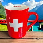 Red White Swiss Cross Switzerland Coffee Cup Mug Confiland Travel Souvenir Used