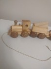 Vintage Wooden Train Set Pull Toy 4 Piece Box Car Locomotive Caboose 