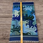 Vtg Mc Escher Style Lizard Tessellation Handwoven Wool Tapestry Wall Art Blue