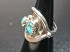 Vtg Native American Navajo Sterling Silver Turquoise Cluster Ring Size 8