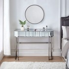 39  Mirrored Makeup Vanity Table With Stainless Steel Base  Mirrored Console Dre
