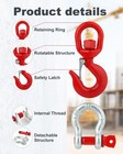 Wenhuali 2 Ton Swivel Lifting Hook With 1 2   D Ring Shackles  Heavy Duty Alloy 