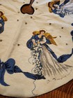 Vintage Victorian Angels   Bows Off White Blue Needlepoint Wool Tree Skirt