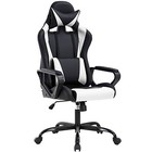 High-back Gaming Chair Pc Office Chair Computer Racing Chair Pu Desk White