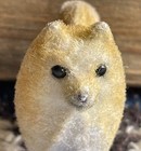    small 2  Mini Flocked Puppy Dog Pomeranian Figure Toy Standing Light Brown