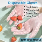 100 200 400pcs Food Grade Tpe Disposable Gloves  Powder Free  Latex Free  M   Xl