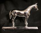 Vintage Quarter Horse Trophy Topper On Platform Metal Nos 6 By 4 Silver Tone