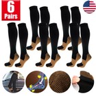 Copper Compression Socks 20-30mmhg Graduated Support Mens Womens S-xxl 6 Pairs 