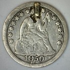 1850 Seated Liberty Silver Dime Love Token Ea Monogram Initials Scrollwork Plug