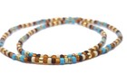 Boho Stretch Anklet Bracelet Set     8 0 Seed Beads In Brown  Cream  Turquoise