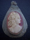 Antique Vintage Old Victorian Hand Carved Shell Cameo Pendant Brooch Pin
