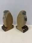 Vintage Owl Bookends Pair Cast Metal Spelter Mid Century Art Deco Style