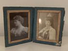 Antique 1800   s Victorian Women Hinged Framed Leather Photos
