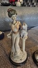 Ladies In Waiting Woman With Dog Figurine On Base And Lady Standing Steps