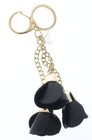 Black Dangle Drop Rose Bud Flower Gold Tone Key Chain Fob Purse Charm