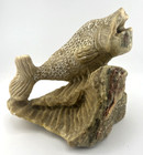 Vtg Hand Carved Stone Fish Figure Sculpture Lake Cabin Decor Fisherman Nautical