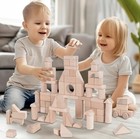 Iplay  Ilearn Kids Wooden Building Block Set  72 Pcs Wood Castle Blocks Kit 