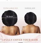 Satin Reusable Shower Cap Bonnet  Jumbo 16 5 In  Long Tie  Black gold rose