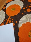 Awesome Rare Vintage Mid Century Retro 70s Org Brn Flower Records Fabric  Look 