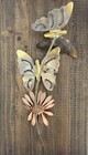 Vintage Metal Brutalist Butterflies   Flower Wall Art Display
