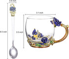 Tea Cup Butterfly Flower Glass Cup With Spoon Set Blue Rose Coffee Mug best Birt